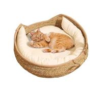 Cómoda Cesta Tejida para Gatos | Almohada y Almohada incluidos | Descanso para Dormir para Cachorros de Gato | Práctico de Almacenamiento para Todas Las Razas | Sala de Estar Dormitorio casa