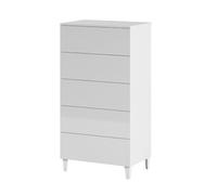 Cómoda chifonier compacta de 5 cajones en blanco brillo 61x117 cm loft blanco brillo 61 x 117 x 40 cm 40 cm
