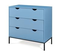 [en.casa] Cajonera Colwyn con 3 Cajones Cómoda Mueble Versátil Aparador para Comedor Dormitorio Salón Sala de Estar Recibidor MDF Metal 78 x 80 x 40 cm - Azul/Negro