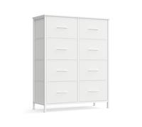SONGMICS BELLAH Collection - Cómoda, Unidad de Almacenamiento, para Dormitorio, Armario, Pasillo, Salón, Acero, 8 Cajones, Moderno, Blanco Nube y Blanco Nieve LGS124WH01