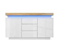 Cómoda con led - 3 cajones y 2 puertas con estantes regulables - blanco
