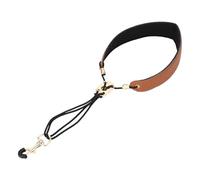 Cómoda Correa de Saxofón de Cuero PU, Longitud Ajustable con Fuerte Soporte de Nailon para Saxofones Alto, Bari y Soprano (BROWN)