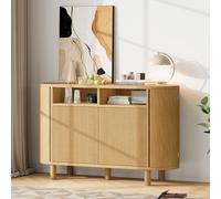 Cómoda de 120 x 38 x 77 cm, aparador moderno con espacio de almacenamiento multifuncional, mueble de almacenamiento multifuncional, rueda lateral con almohadillas ajustables para los pies, para