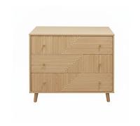 Cómoda de 3 cajones con frentes efecto lamas en l, l80 cm - eden