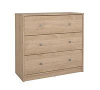 Cómoda, Cajonera para Dormitorio Ebro Oak con 3 Cajones Color Roble 73 x 31 x 69 cm