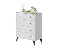 Cómoda de 4 cajones formato vertical en blanco mate y negro 77,5x95 cm iconic blanco artik (blanco mate) - negro 77,5 x 95 x 40 cm