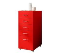 Cómoda de 5 cajones elegante para dormitorio y sala de estar, mesita de noche versátil para pasillo y oficina, gran capacidad, solución de almacenamiento roja