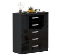 Cómoda de 5 cajones Hulio de alto brillo de Vida Designs, negra