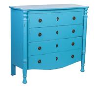 Comoda de madera lacado azul envejecido de 4 cajones 100x40x90cmh cm