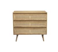 Cómoda de madera maciza de mango y caña de ratán 3 cajones 90 cm ACANGE