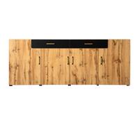 Cómoda de Madera Multifuncional con 4 Puertas y 2 Cajones Diseño Moderno 208x39,5x80 cm Marrón Aosom España