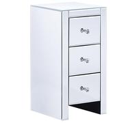 Cómoda de Vidrio Efecto Espejo Plateado 3 cajones mesita de Noche 60 x 30 x 30 cm diseño Moderno glamuroso Lorris