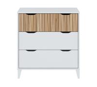Cómoda dormitorio cajonera 3 cajones noite dormitorio moderno en blanco artik y roble natur 71x76x40 cm