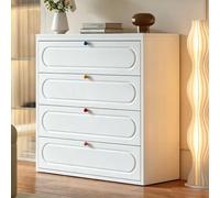 Comoda Dormitorio de 3/4/5 Cajones Cajoneras Interior Armarios con Panel Metalico Mango de Color Antivuelco Guías Metálicas Armario de Almacenamiento para Salón Recibidor Entrada Armario A1,40*40*98CM