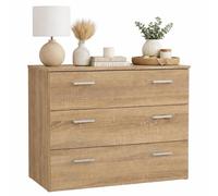 Cómoda Dormitorio Duero Oak con 3 Cajones, Color Roble 75 x 36 x 70 cm
