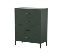 Jan Nowak Comoda Dormitorio Metal - Carla | 80 x 101,5 x 40 cm | Comoda 4 Cajones Metalicos Espaciosos, Superficie Brillante | Cajonera Dormitorio