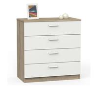 Cómoda dormitorio moderna tibet 4c roble cambrian y blanco 74x78 cm