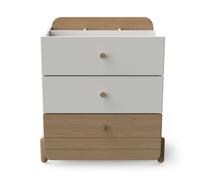 Cómoda edaj juvenil con 3 cajones blanco y roble 73x82cm mueble almacenamiento dormitorio juvenil