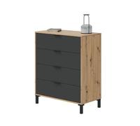 Habitdesign Comoda con 4 Cajones, para Dormitorio, Modelo Enzo, Acabado en Color Roble Nodi y Gris Antracita, Medidas: 77,5 cm (Ancho) x 94 cm (Alto) x 40 cm (Fondo)