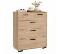 Cómoda Eria, Cajonera Moderna con 5 Cajones, Color Jackson Hickory, 71 x 40 x 102 cm