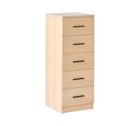Cómoda escandinava con 5 cajones acabado roble MDF marrón claro Kitimat