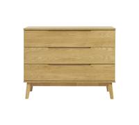 Cómoda escandinava de madera clara de roble con 3 cajones L90 cm FELIX