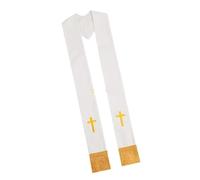 Cómoda estola de banda for el clero la Iglesia con borlas cruzadas bordadas for pastores, sacerdotes, accesorio for ceremonia religiosa Para Ceremonias Eclesiásticas(White)