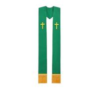 Cómoda estola de banda for el clero la Iglesia con borlas cruzadas bordadas for pastores, sacerdotes, accesorio for ceremonia religiosa Para Ceremonias Eclesiásticas(Green)