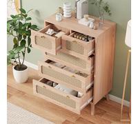 Cómoda estrecha y alta de 5 cajones para dormitorio, sala de estar y oficina, mueble que ahorra espacio, cómoda elegante (60 x 34 x 91 cm)