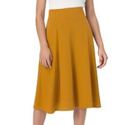 Cómoda falda básica elástica en un solo color con longitud hasta la rodilla acampanada Minifalda sexy, amarillo, L