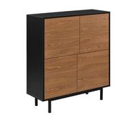 [en.casa] Cómoda Gnosjö 4 Puertas de Armario Tecnología Push-Open 93 x 80 x 30 cm Aglomerado Negro/Efecto Madera Tono Oscuro