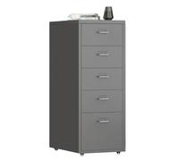 Cómoda gris de 5 niveles para dormitorio, hotel, oficina, armario de almacenamiento con cajones, ideal para sala de estudio, entrada, apartamento