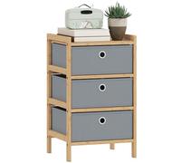 Cómoda HOMCOM, cómoda con 3 cajones de tela y estructura de bambú, mueble estrecho para espacios pequeños, dormitorio, salón, pasillo, gris claro.