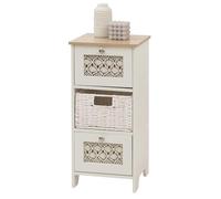 Cómoda HWC-O75, 3 cajones, madera de melamina, 63 x 30 x 30 cm, color blanco natural