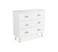 Cómoda infantil, 3 cajones, nephos, blanco, 80x30x75.7 cm