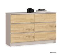 Cómoda k120 cachemira 120 cm 6 cajones color roble artisan mate 120x40x77 cm