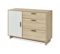 Cómoda kenta 3 cajones y 2 puertas 100x35x72cm - roble sonoma/blanco [en.casa]