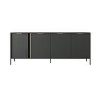 Cómoda lars 4d diseño moderno y acabado de alta calidad 203x40x82 cm negro & dorado