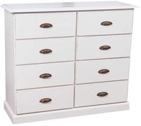 Cómoda Madera Maciza 116x41x100 CM Country Blanco Envejecido Sala de Estar Casa