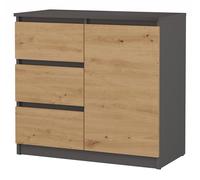 Cómoda Malwa 1D3S ANTRACITA ROBLE ARTESANO