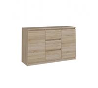 CDF Cómoda de roble Sonoma, 2 puertas, 3 cajones, aparador de 75 cm de alto, para salón, 40 x 120 x 75 cm, para dormitorio, estudio, pasillo, armario con cajones