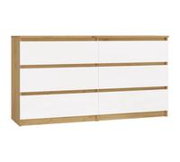 CDF Malwa M6 140 - Cómoda (6 cajones amplios), color roble y blanco