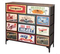 Cómoda Max Home Vintage 11 Cajones de Tela, 103x30x98 Cm, Multicolor