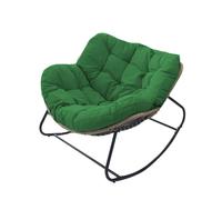 Cómoda mecedora para interiores y exteriores, para adultos, de gran tamaño, para patio, jardín, sala de estar u oficina, estructura de acero, mecedora con asiento acolchado (verde)