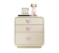 Cómoda Mesita de noche color crema Gabinete almacenamiento madera maciza