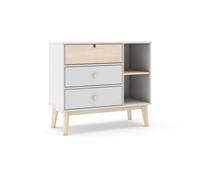 Cómoda misty cloud 3 cajones blanco - oak soft 90 x 81 x 40 cm