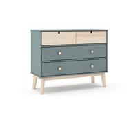 Cómoda misty cloud 4 cajones verde salvia - oak soft 100 x 81 x 40 cm