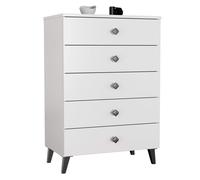 Cómoda mobi blanco 60 cm 5 cajones con tiradores negros 60x37x89 cm