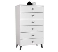 Cómoda mobi blanco 60 cm 6 cajones con tiradores negros 60x37x104 cm