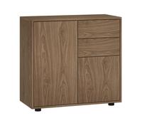 Cómoda paarl con 2 cajones sin mango y 2 puertas 74x79x36cm efecto nogal [en.casa]